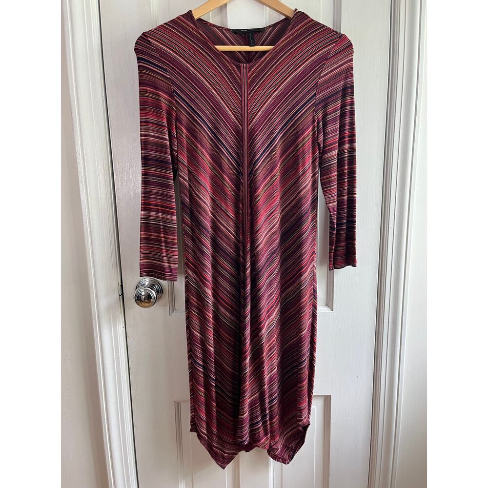 BCBGMAXAZRIA Chevron Stripe Knit Sheath Dress - Red/Multi - Size XS - EUC